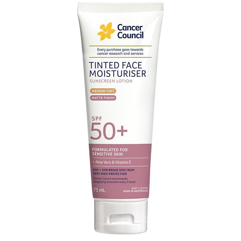 Cancer Council SPF50+ 润色面部保湿霜 自然色 75ml
