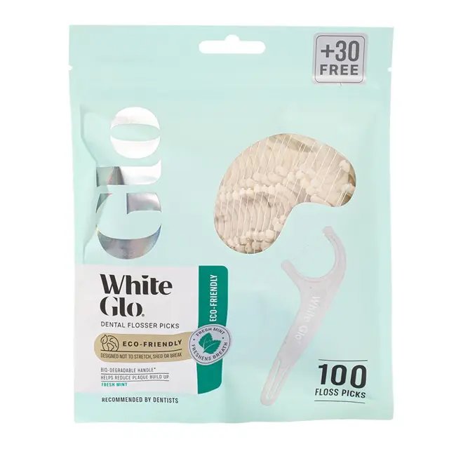 White Glo 环保薄荷牙线棒 100支装