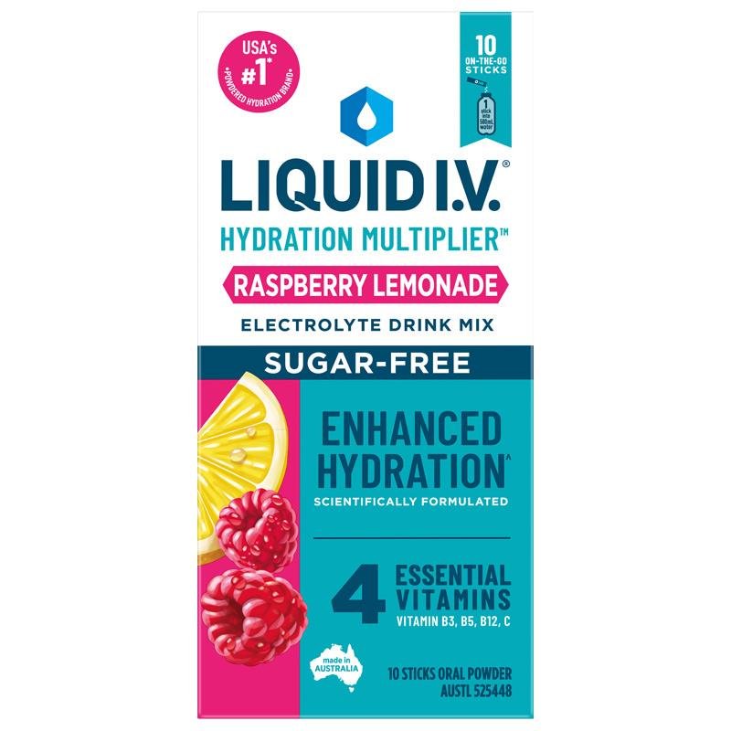 Liquid I.V. Hydration Sugar Free Raspberry Lemonade 10 Sachets