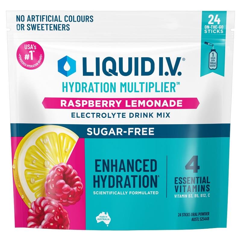 Liquid I.V. Hydration Sugar Free Raspberry Lemonade 24 Sachets
