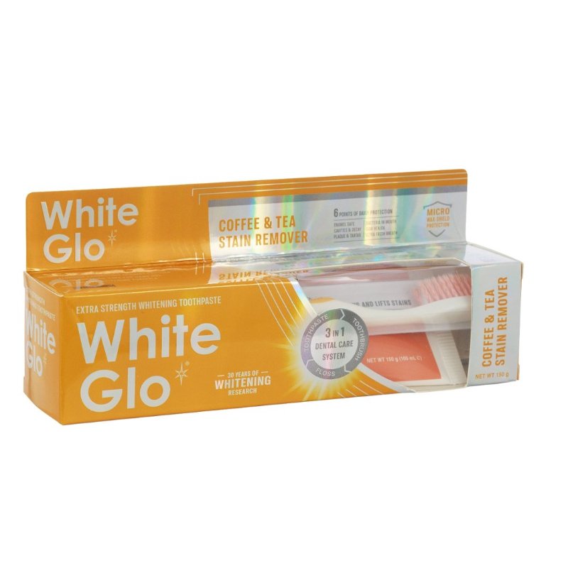 White Glo惠宝咖啡茶渍美白牙膏150g（含牙刷套装）