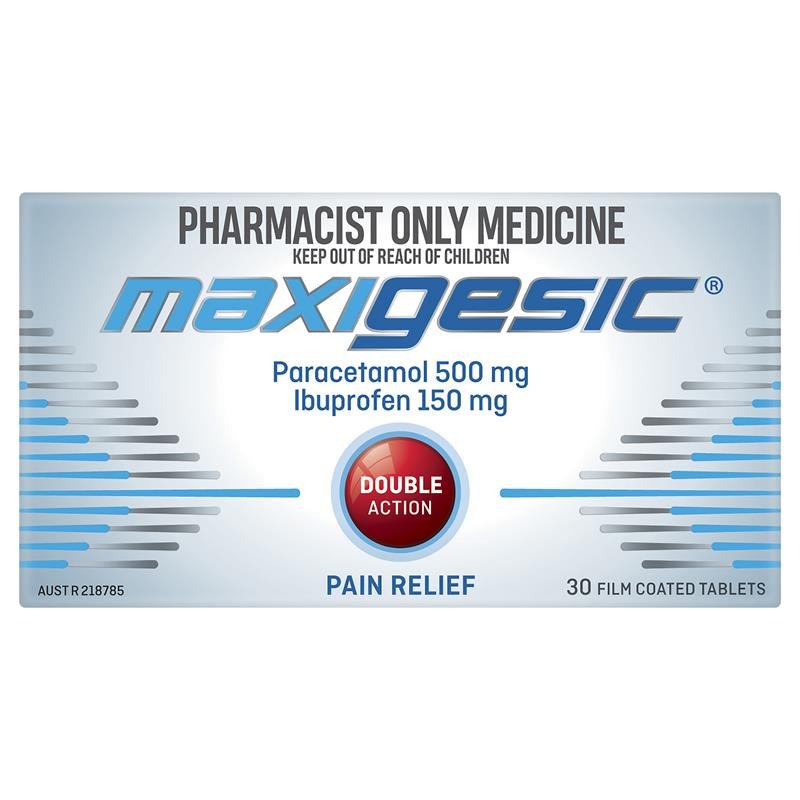 Maxigesic Double Action Combination Pain Relief 30 Tablets - Paracetamol + Ibuprofen (S3)