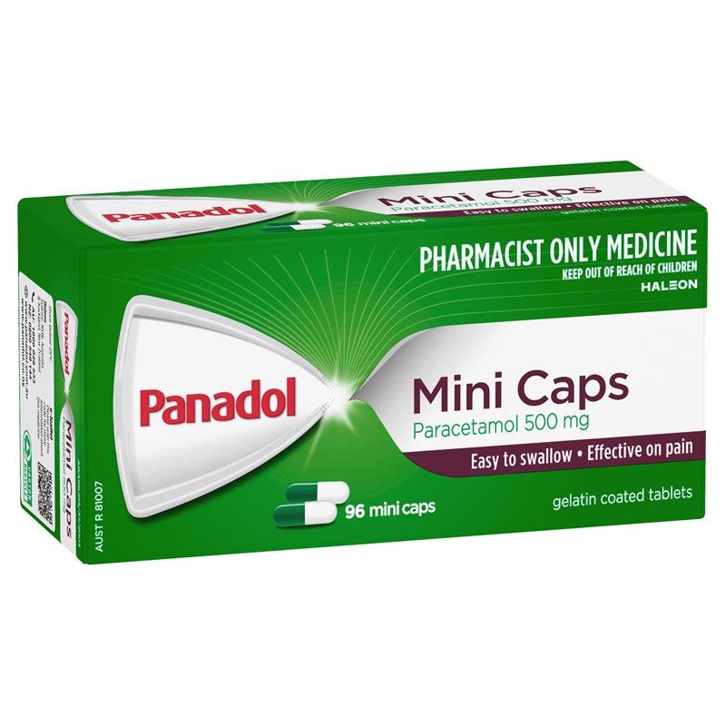 Panadol Paracetamol Pain Relief Mini Capsules 96 Capsules