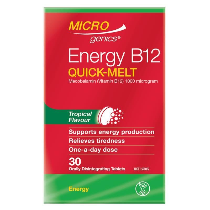 Microgenics 能量维生素B12 速溶片 热带水果味 30片