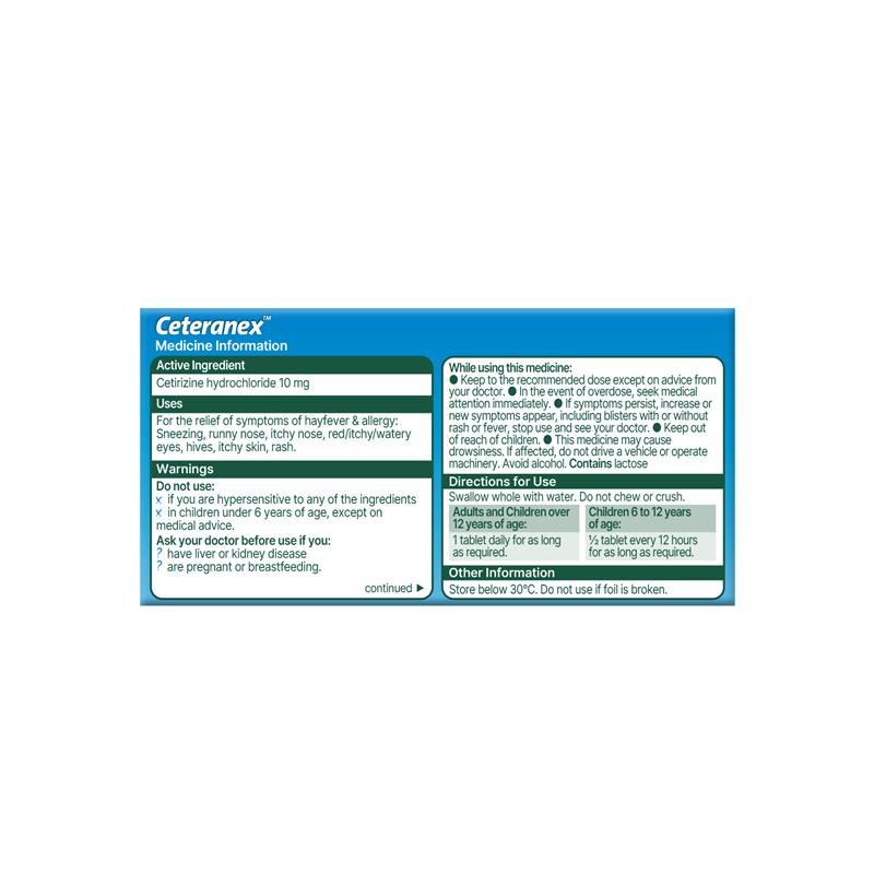 Ceteranex 西替利嗪抗过敏片 30片